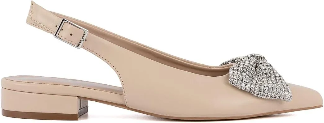 Sugar Women's Dress Flats – Stylish Pointed Toe Slip-On Shoes with Bow Detail, Comfortable Cushioned Footbed for Work, Casual, or Evening Wear - Clovis