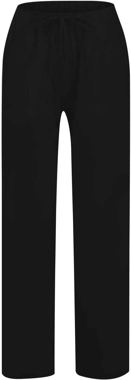 Summer Causal Pants for Women Trendy 2025 High Waisted Drawstring Lounge Trousers Flowy Boho Beach Pant Outfits