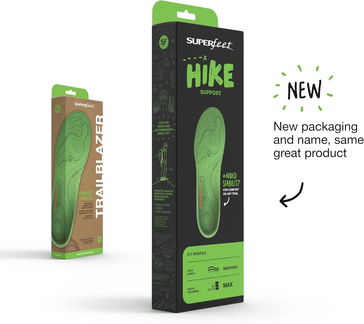Superfeet Hike Support Insoles - Trim-to-Fit Comfort Carbon Fiber Orthotic Inserts for Hiking Boots or Shoes - Professional Grade - 11.5-13 Men / 12.5-14 Women