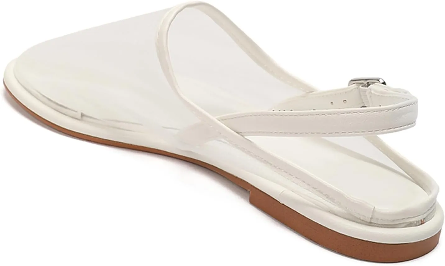 SWDZM Mesh Flats for Women Tulle Slip On Ballet Flats Buckle Strap Comfortable Casual Work Flats Sandals