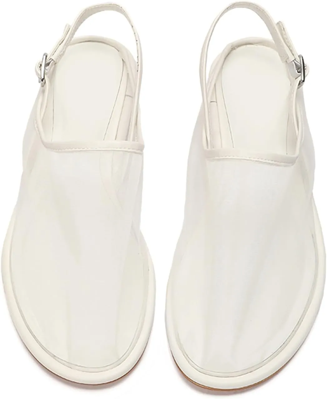 SWDZM Mesh Flats for Women Tulle Slip On Ballet Flats Buckle Strap Comfortable Casual Work Flats Sandals