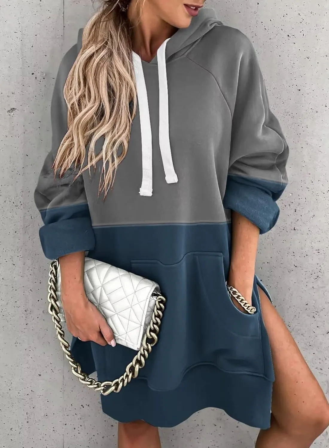 Syellowafter Women Oversized Hoodie Dress Pullover Winter Kangaroo Pocket Sweatshirt Fall Tops Casual Loungewear