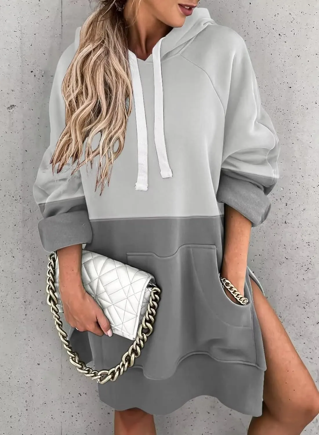 Syellowafter Women Oversized Hoodie Dress Pullover Winter Kangaroo Pocket Sweatshirt Fall Tops Casual Loungewear