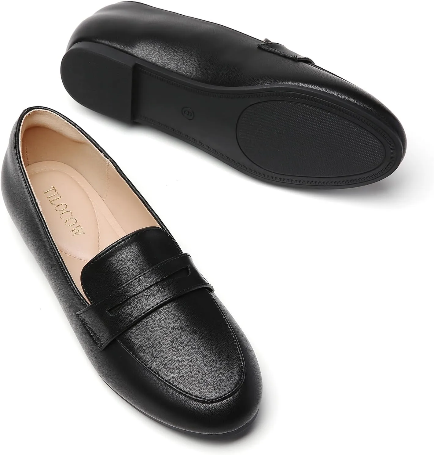 Tilocow Women's Loafers Penny Loafers for Women Comfortable Round Toe Flats Fashion Work Dressy Shoes