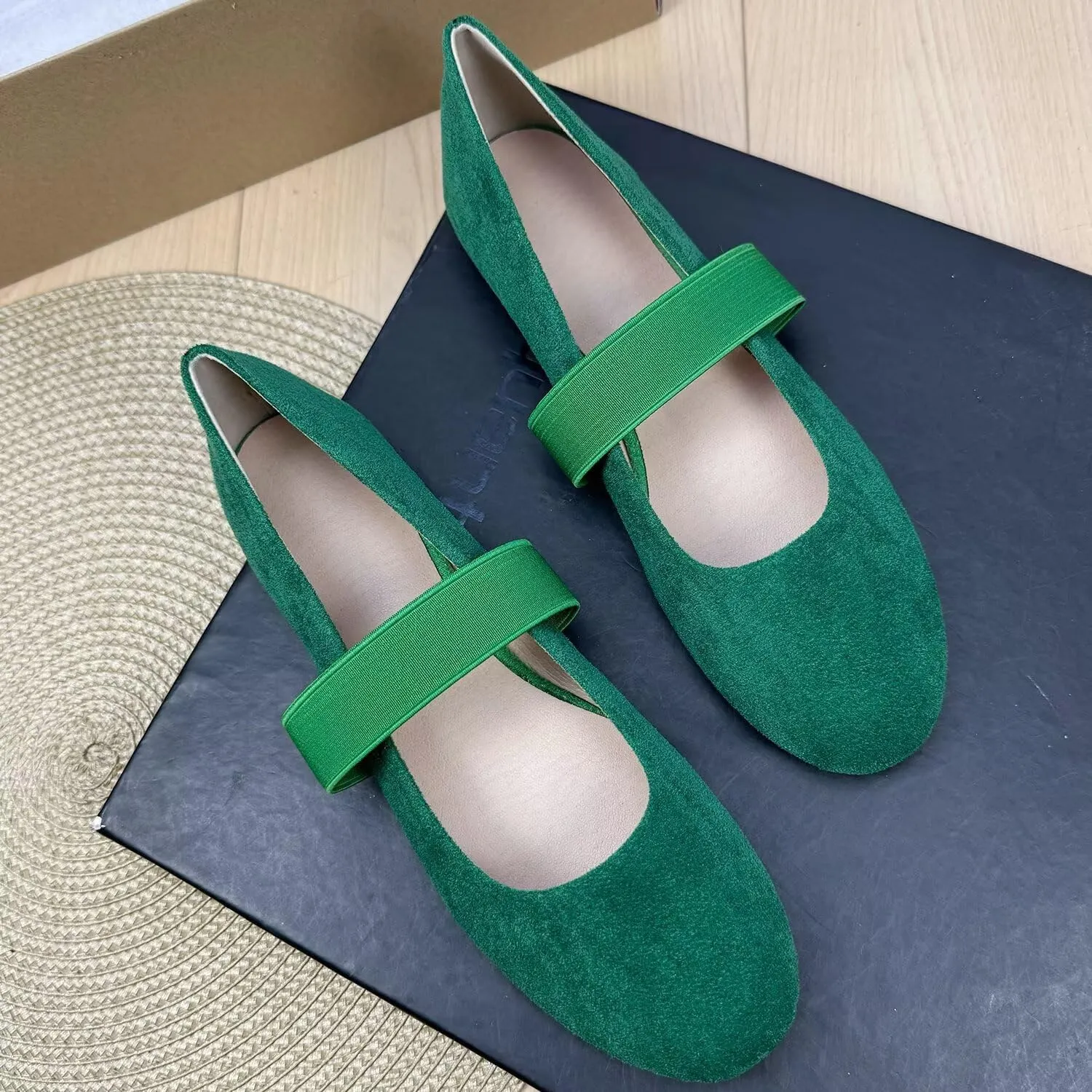 TN TANGNEST Leather Flats for Women Comfortable Round Toe Slip On Ballet Flats Retro Dress Mary Jane Flats
