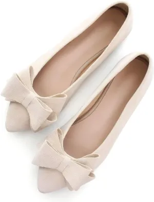 TN TANGNEST Women Fashion Bowknot Flats Comfort Pointed Toe Dress Shoes