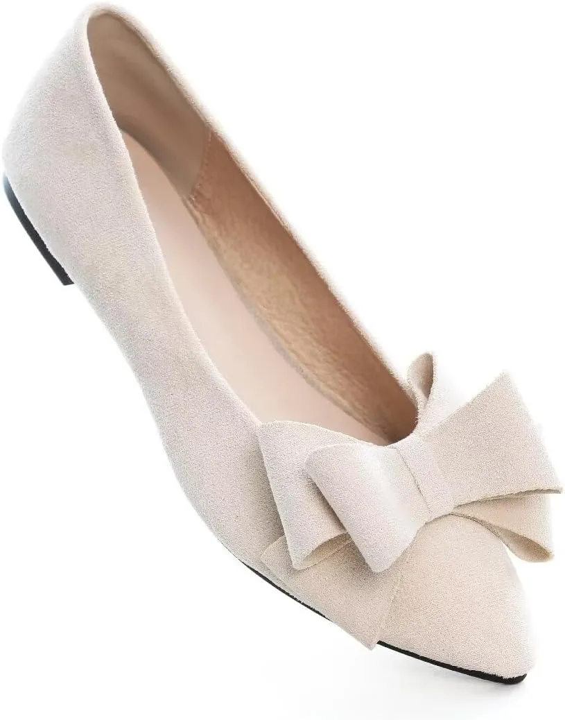 TN TANGNEST Women Fashion Bowknot Flats Comfort Pointed Toe Dress Shoes