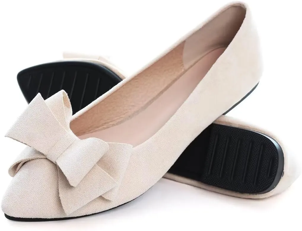 TN TANGNEST Women Fashion Bowknot Flats Comfort Pointed Toe Dress Shoes