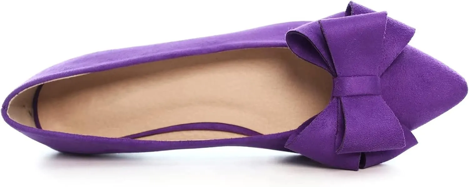 TN TANGNEST Women Fashion Bowknot Flats Comfort Pointed Toe Dress Shoes