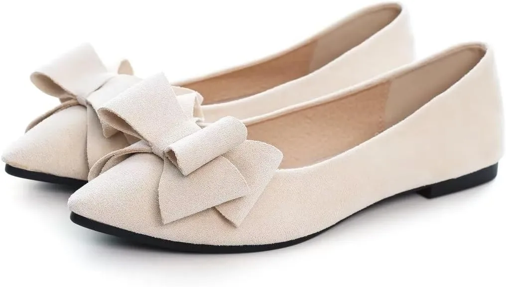 TN TANGNEST Women Fashion Bowknot Flats Comfort Pointed Toe Dress Shoes