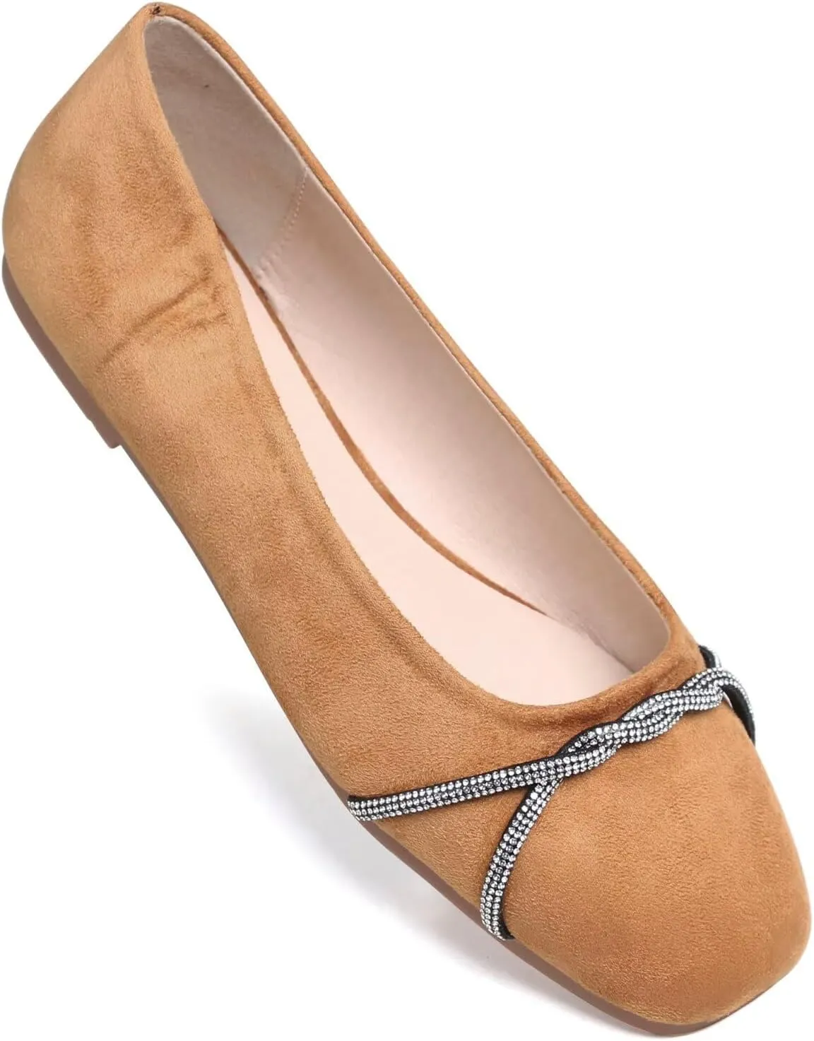 TN TANGNEST Womens Casual Flats Fashion Chain Pointed Toe Ballet Flats Rhinestone Flats Comfort Slip On Dress Shoes