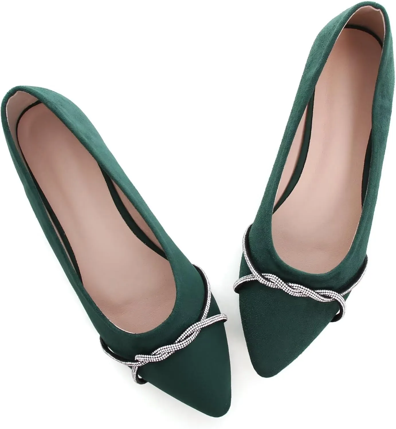 TN TANGNEST Womens Casual Flats Fashion Chain Pointed Toe Ballet Flats Rhinestone Flats Comfort Slip On Dress Shoes