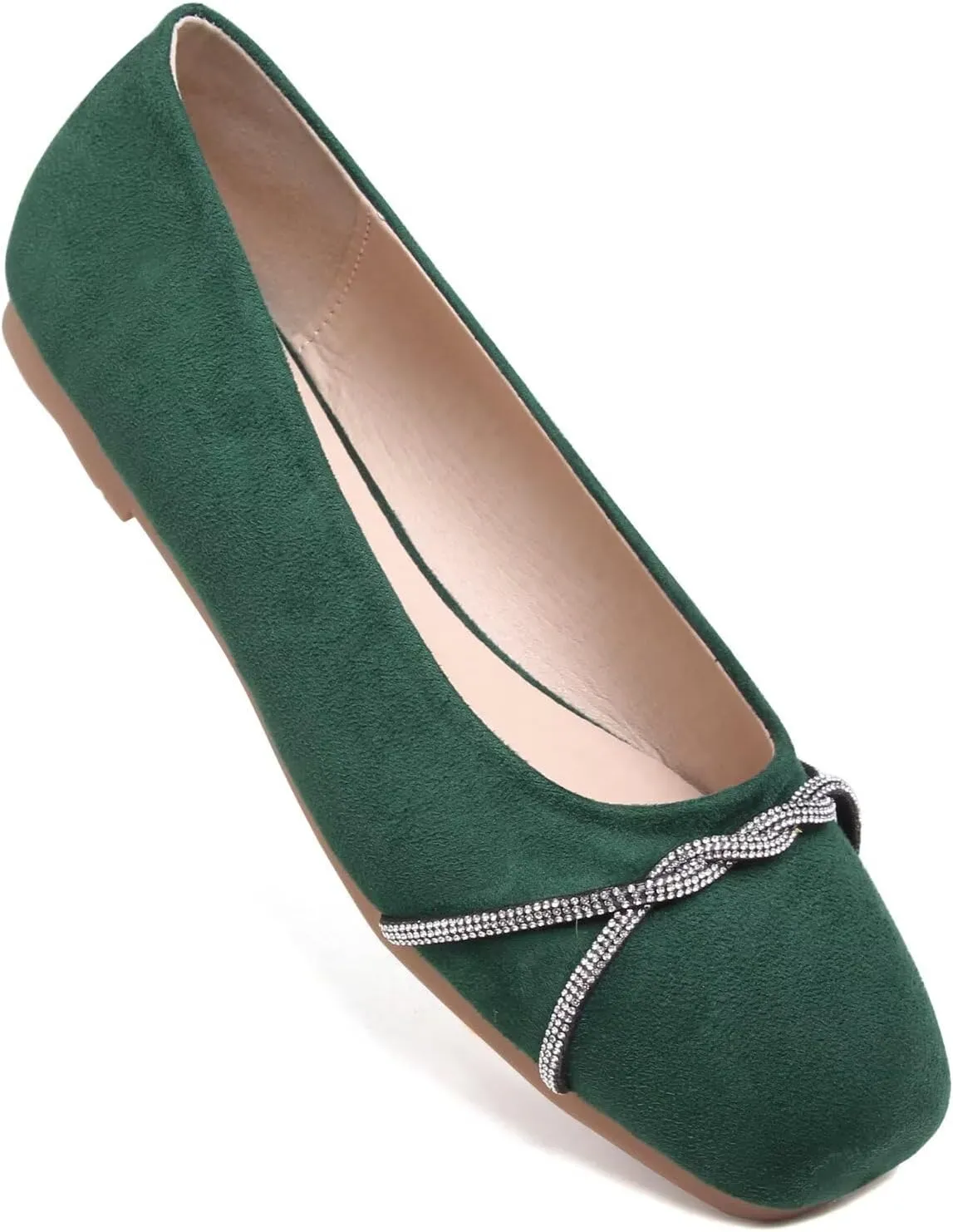 TN TANGNEST Womens Casual Flats Fashion Chain Pointed Toe Ballet Flats Rhinestone Flats Comfort Slip On Dress Shoes