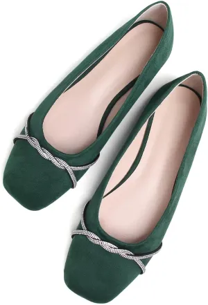 TN TANGNEST Womens Casual Flats Fashion Chain Pointed Toe Ballet Flats Rhinestone Flats Comfort Slip On Dress Shoes