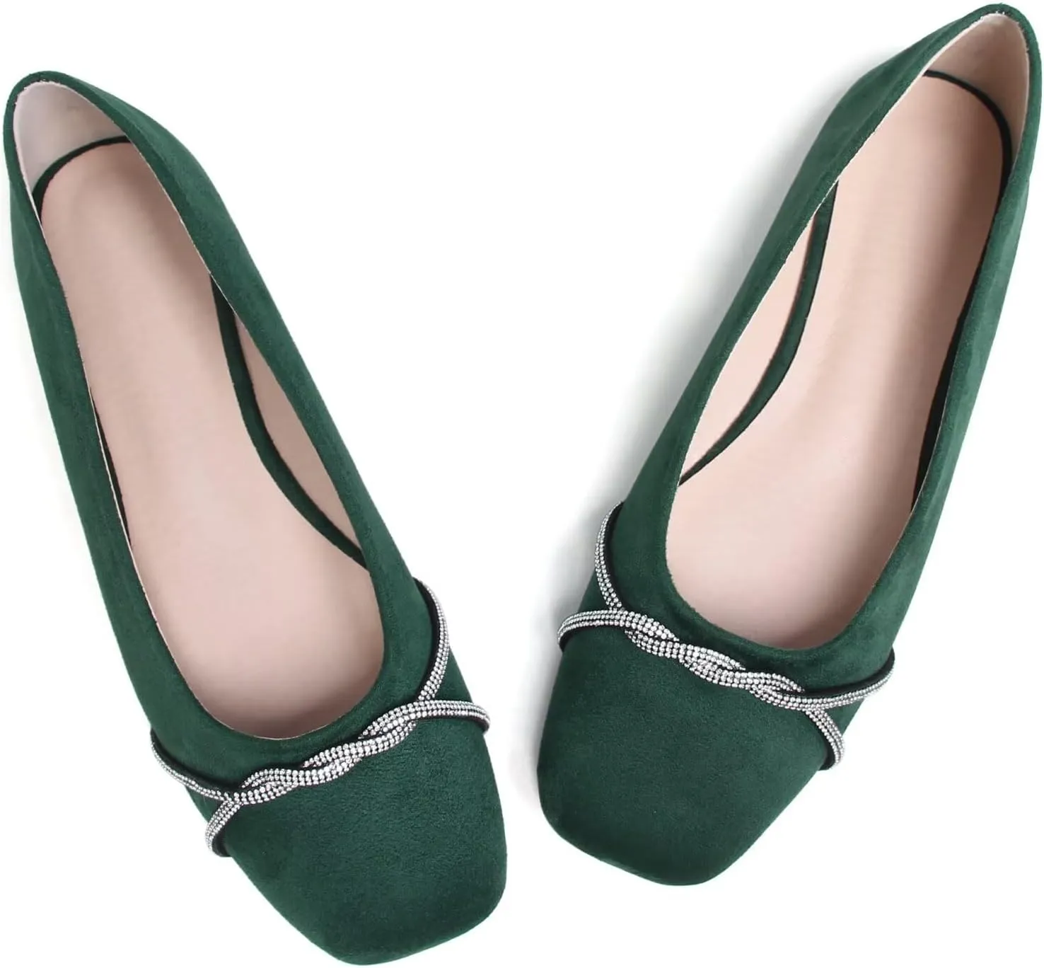 TN TANGNEST Womens Casual Flats Fashion Chain Pointed Toe Ballet Flats Rhinestone Flats Comfort Slip On Dress Shoes