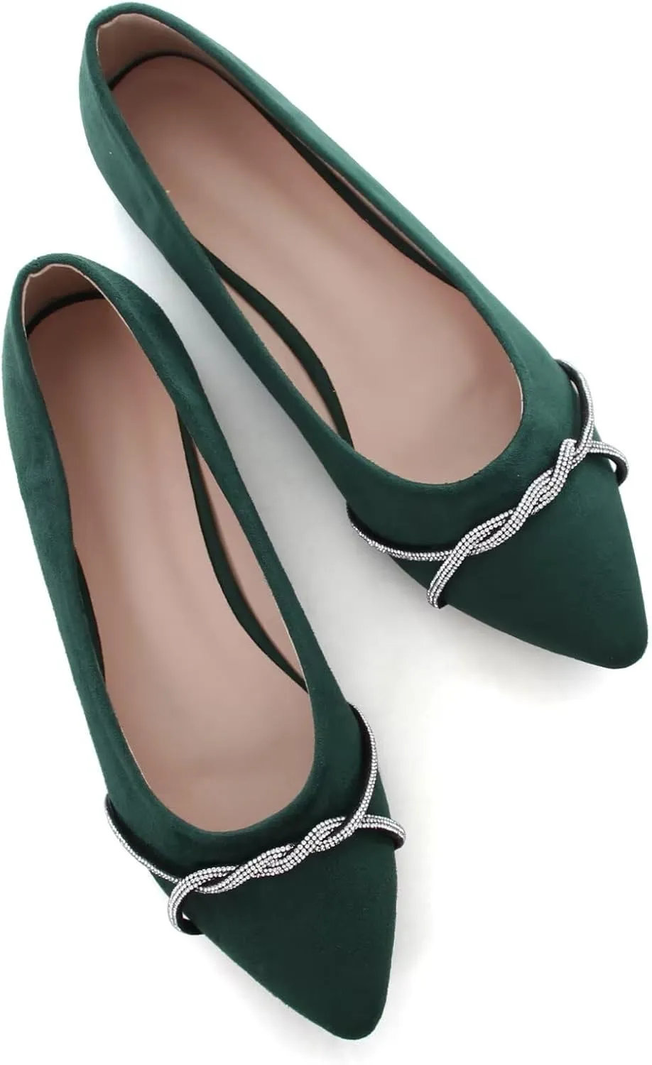 TN TANGNEST Womens Casual Flats Fashion Chain Pointed Toe Ballet Flats Rhinestone Flats Comfort Slip On Dress Shoes