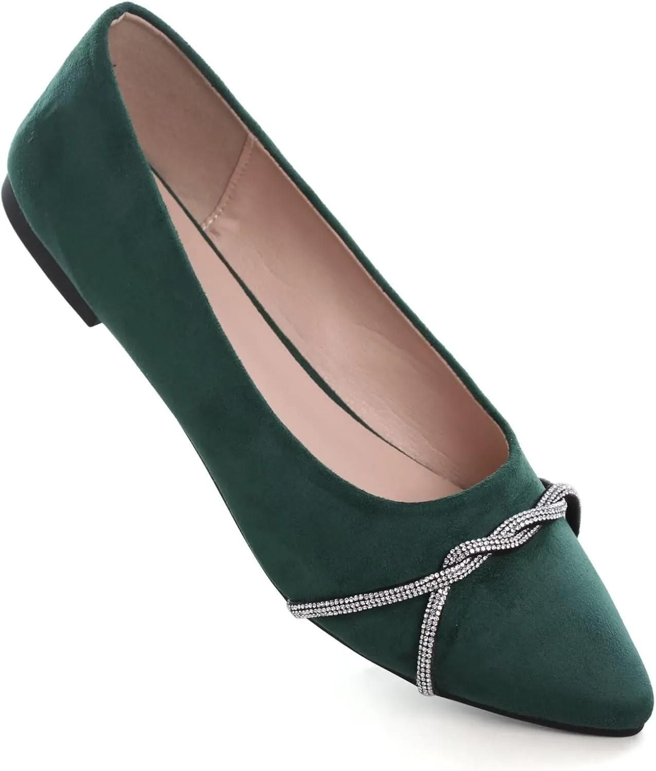TN TANGNEST Womens Casual Flats Fashion Chain Pointed Toe Ballet Flats Rhinestone Flats Comfort Slip On Dress Shoes