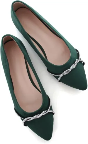 TN TANGNEST Womens Casual Flats Fashion Chain Pointed Toe Ballet Flats Rhinestone Flats Comfort Slip On Dress Shoes