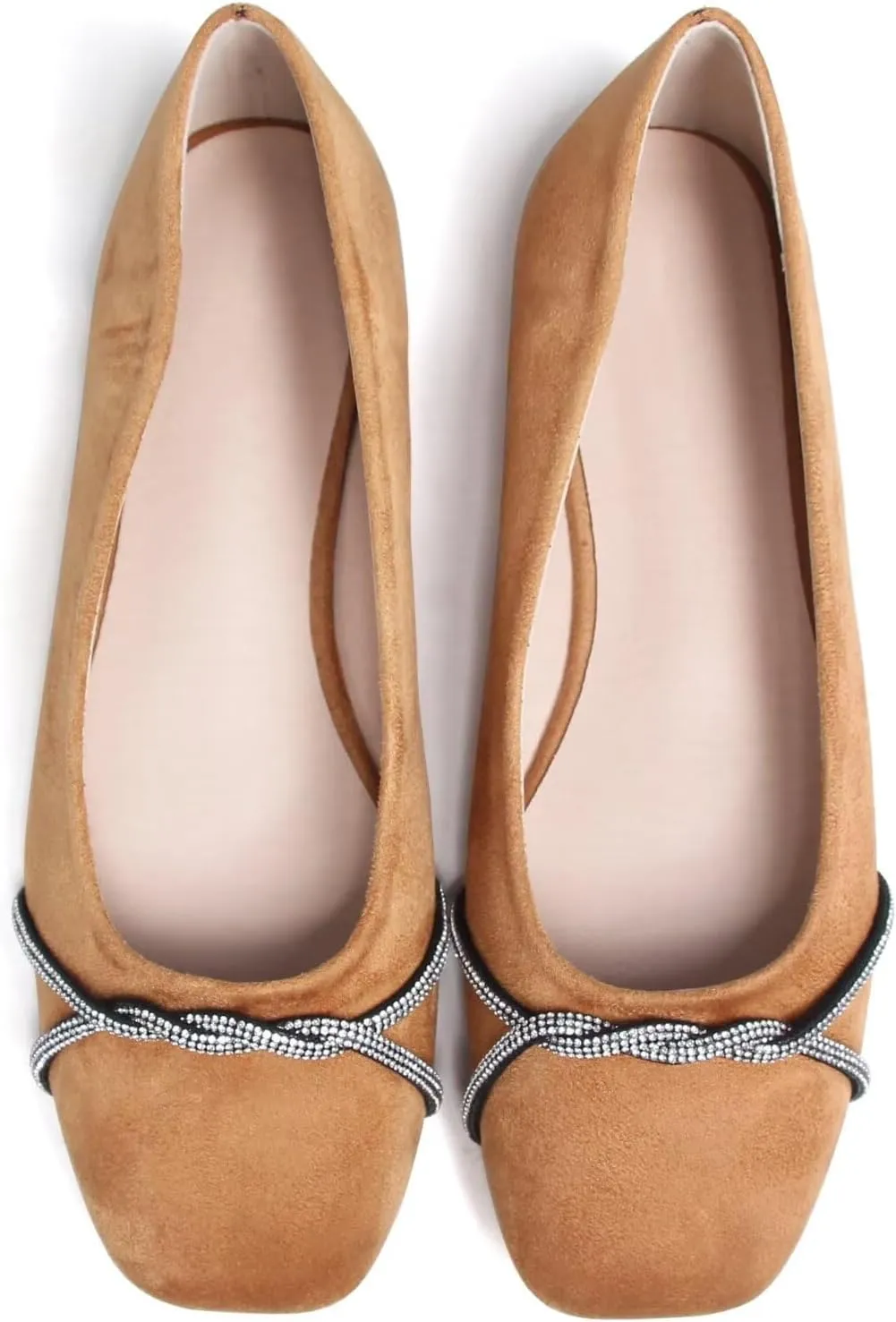 TN TANGNEST Womens Casual Flats Fashion Chain Pointed Toe Ballet Flats Rhinestone Flats Comfort Slip On Dress Shoes