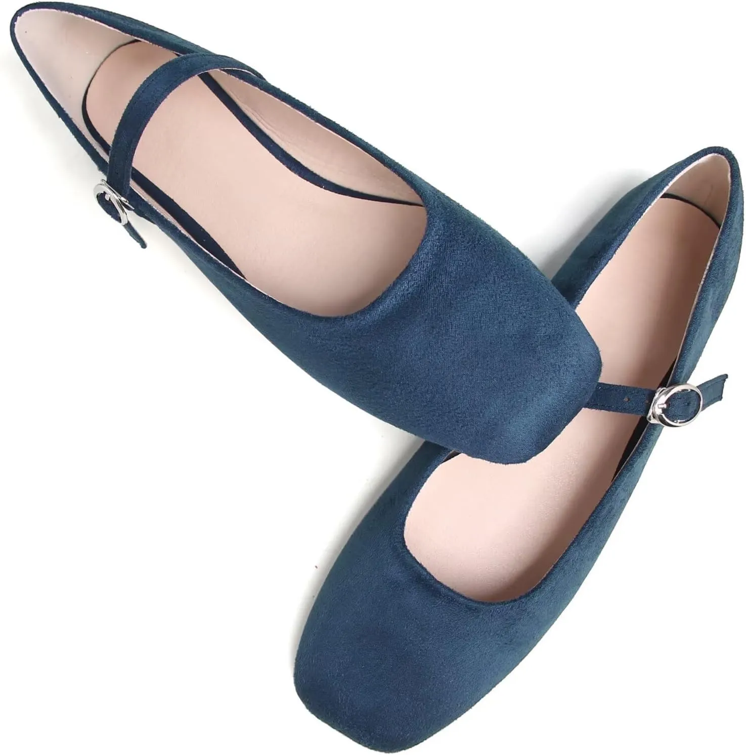 TN TANGNEST Women's Retro Color Block Mary Jane Flats Elegant Square Toe One Line Strap Ballet Flats Slip On Casual Flats
