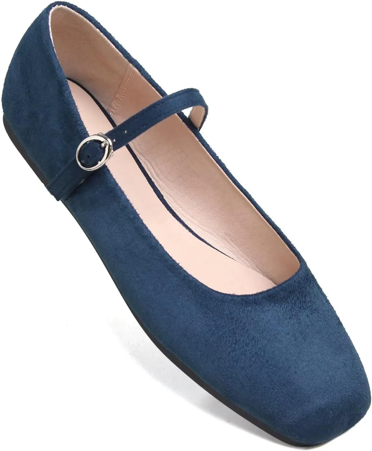 TN TANGNEST Women's Retro Color Block Mary Jane Flats Elegant Square Toe One Line Strap Ballet Flats Slip On Casual Flats