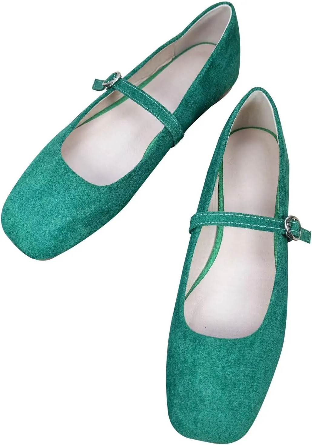 TN TANGNEST Women's Retro Color Block Mary Jane Flats Elegant Square Toe One Line Strap Ballet Flats Slip On Casual Flats