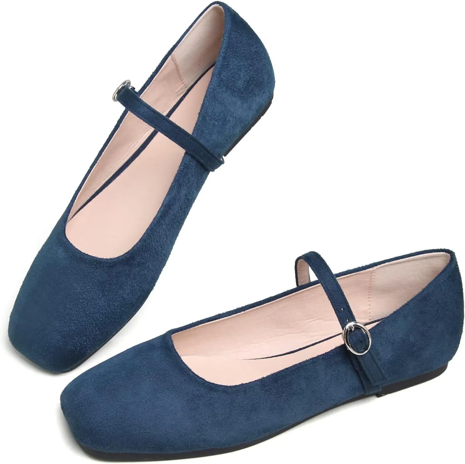 TN TANGNEST Women's Retro Color Block Mary Jane Flats Elegant Square Toe One Line Strap Ballet Flats Slip On Casual Flats