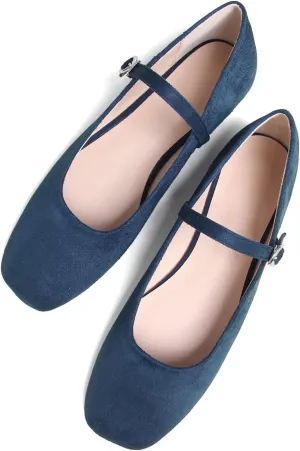 TN TANGNEST Women's Retro Color Block Mary Jane Flats Elegant Square Toe One Line Strap Ballet Flats Slip On Casual Flats