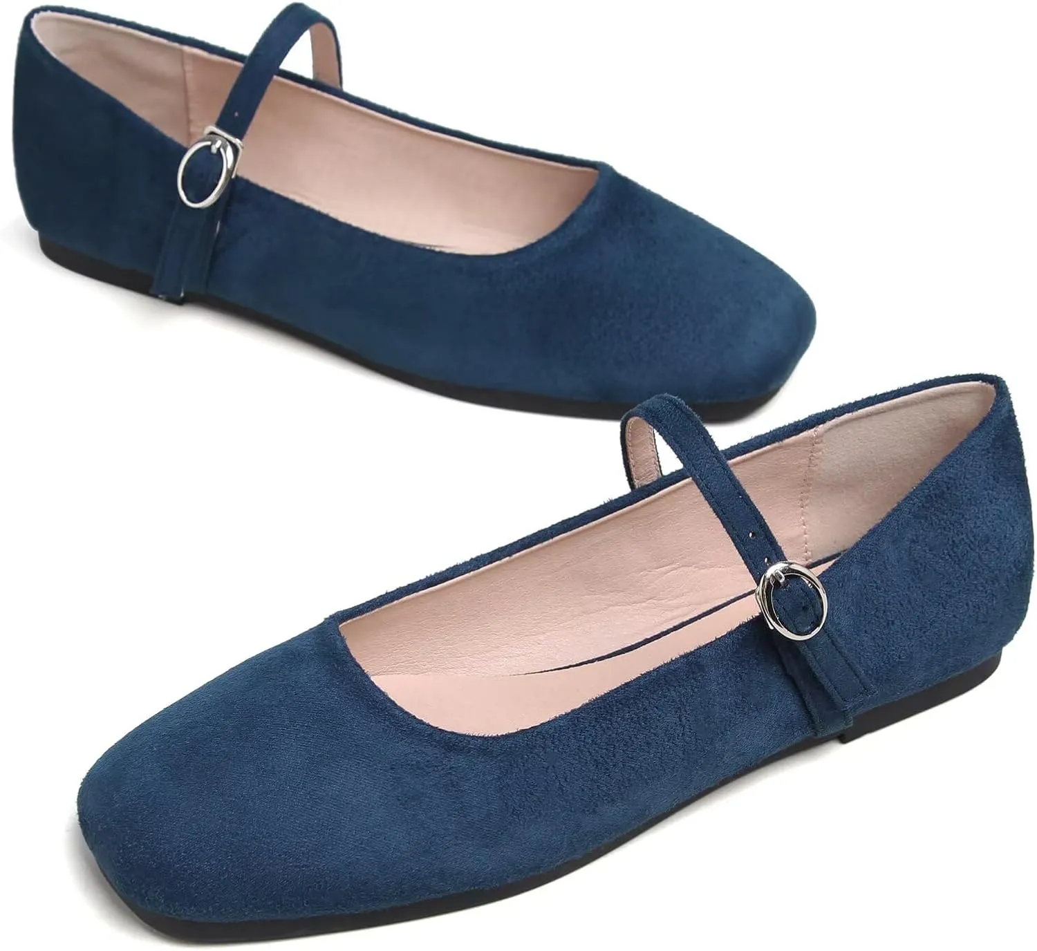 TN TANGNEST Women's Retro Color Block Mary Jane Flats Elegant Square Toe One Line Strap Ballet Flats Slip On Casual Flats