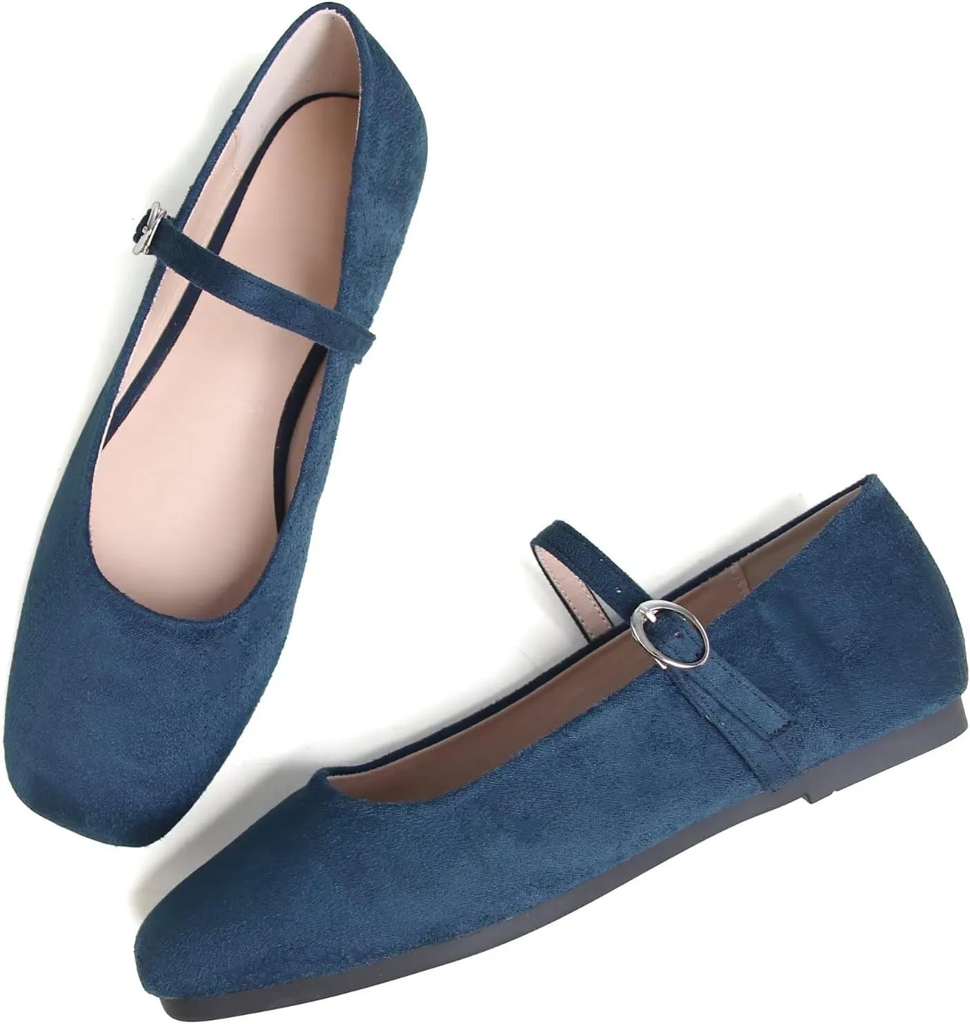 TN TANGNEST Women's Retro Color Block Mary Jane Flats Elegant Square Toe One Line Strap Ballet Flats Slip On Casual Flats