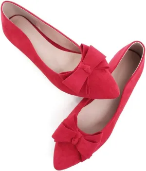 TN TANGNEST Women's Summer Dress Flats - Comfortable Pointed Toe Bowknot Ballet Shoes for Woman - Soft Suede Driving Flats
