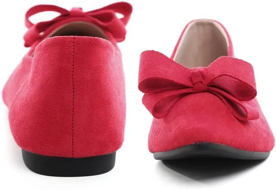 TN TANGNEST Women's Summer Dress Flats - Comfortable Pointed Toe Bowknot Ballet Shoes for Woman - Soft Suede Driving Flats