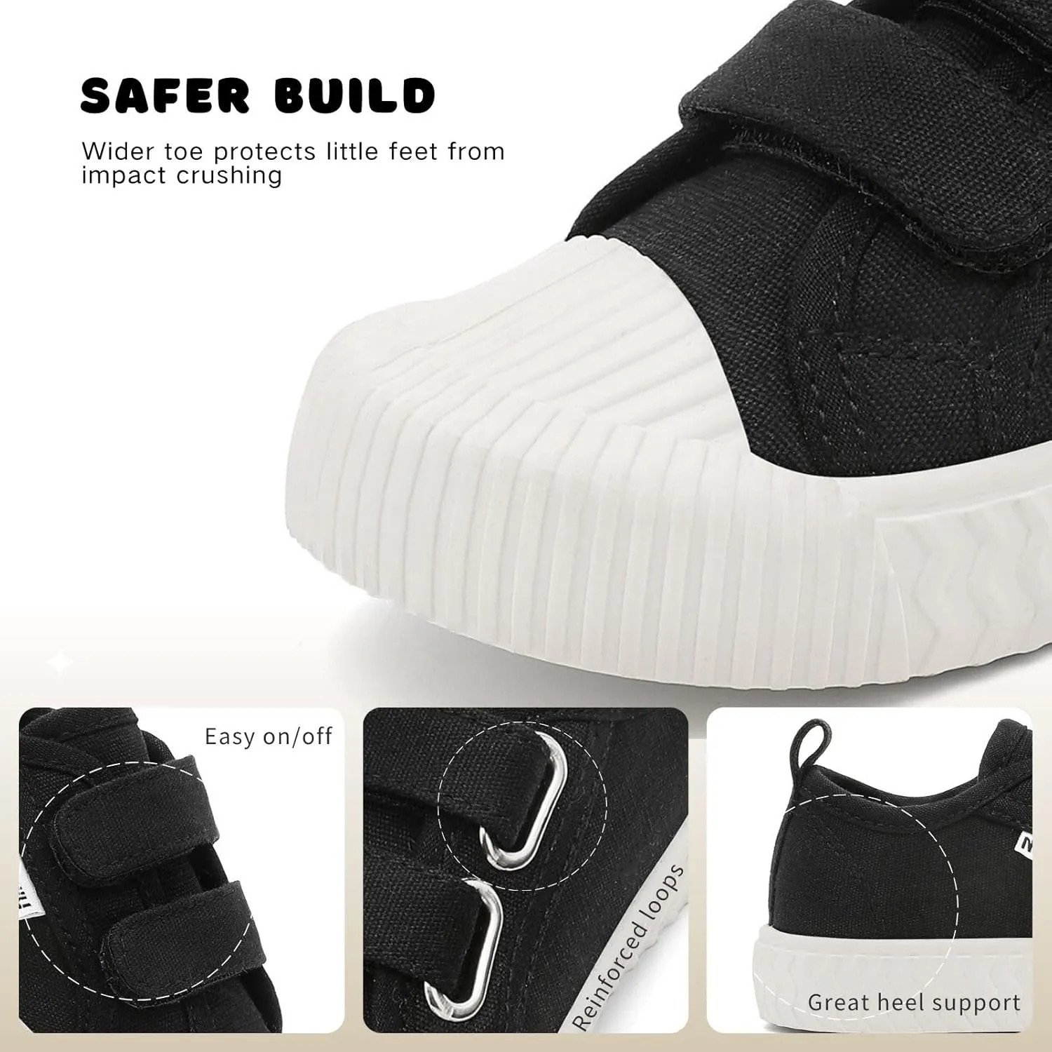 Toddler Boys & Girls Sneaker Adjustable Slip On Canvas Hook and Loops Walking Shoes,Size 5-12