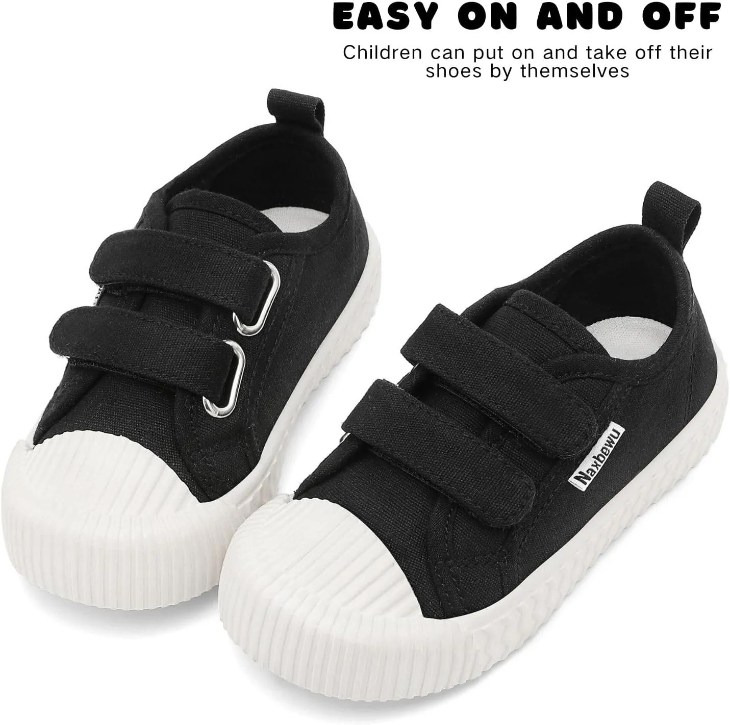 Toddler Boys & Girls Sneaker Adjustable Slip On Canvas Hook and Loops Walking Shoes,Size 5-12