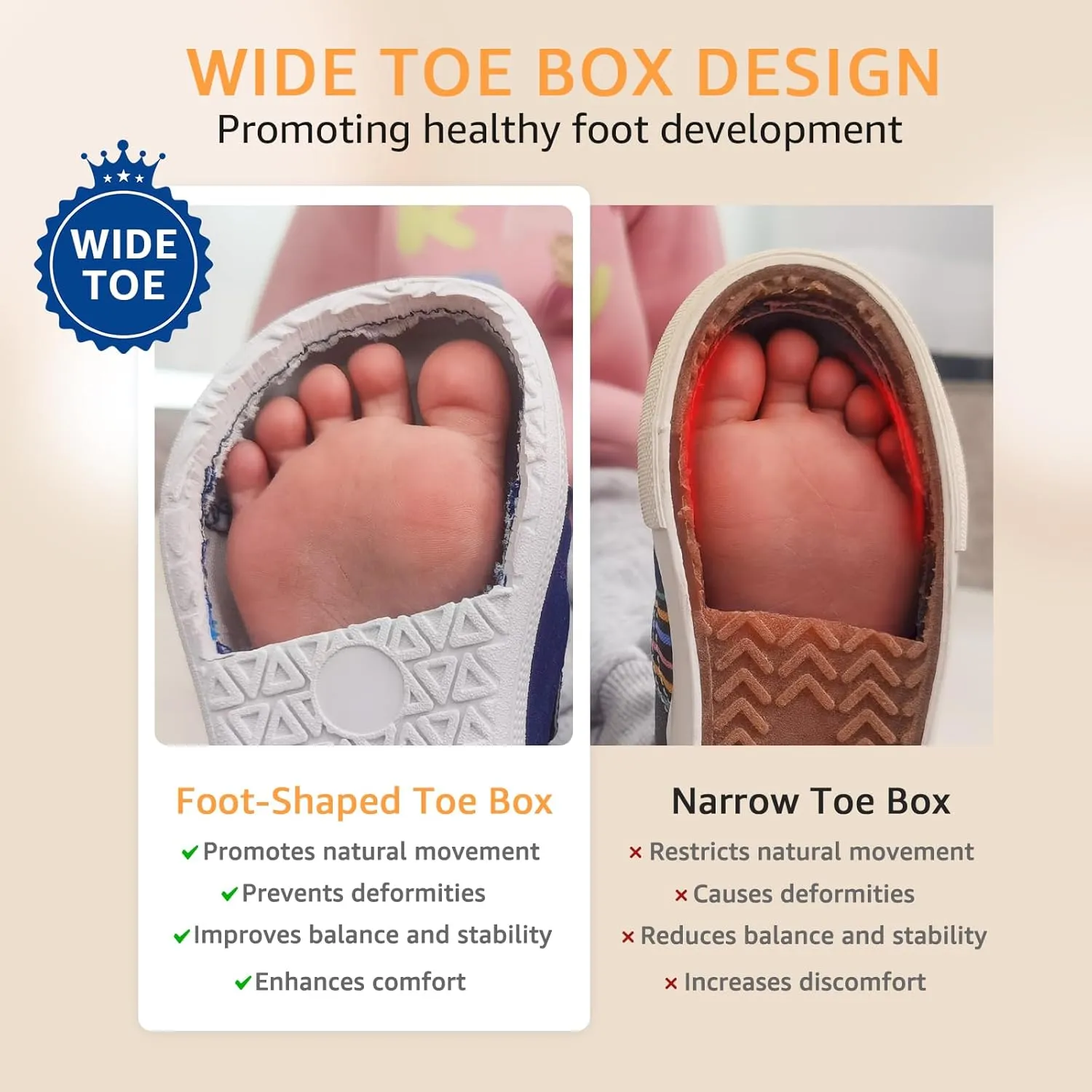 Toddler Lightweight Slip on Sneakers: Boys Barefoot Shoes Kids Walking Shoes Boy Sneakers, Toddler First Walking Shoe Comfort Tennis Activities