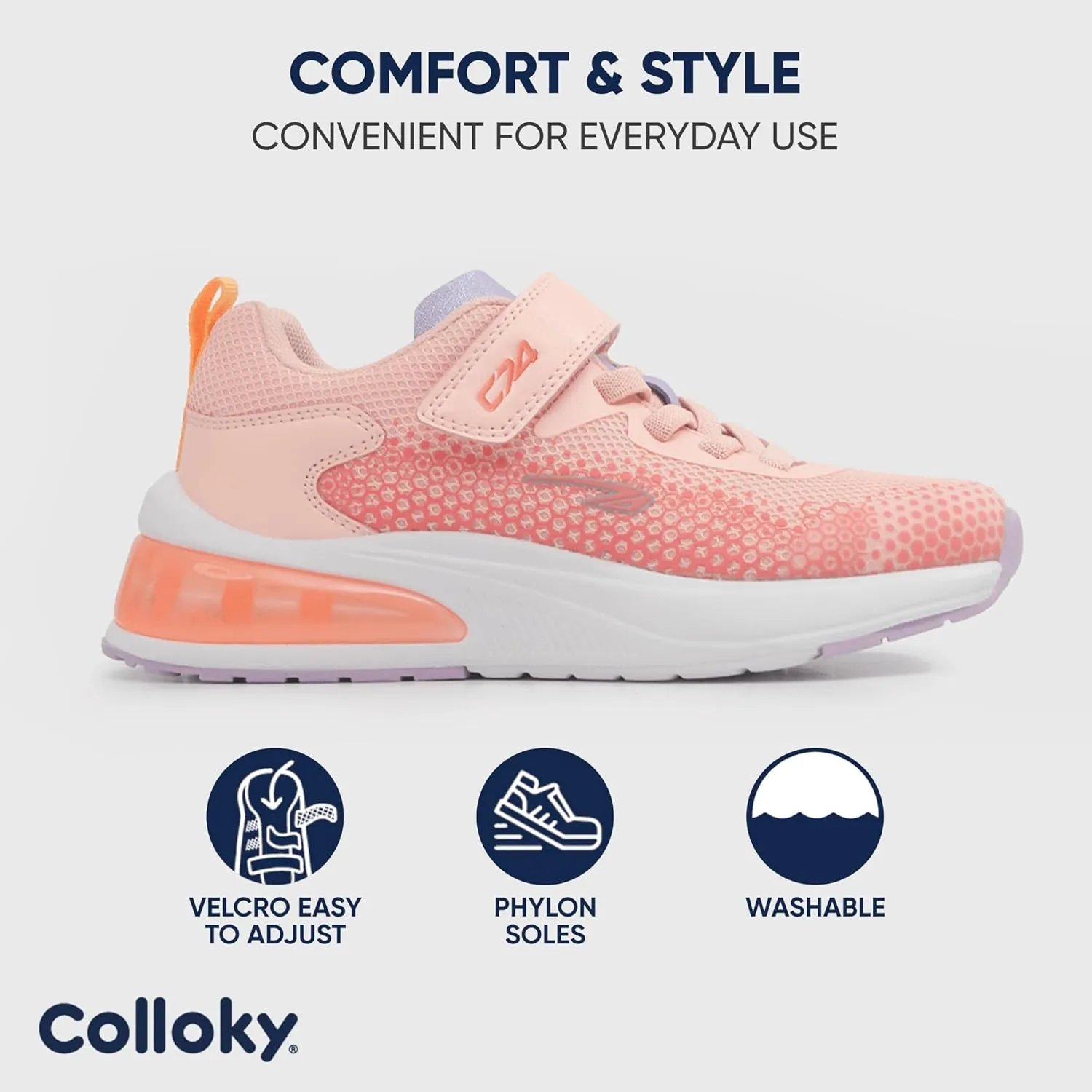 Toddler Sport Shoes for Boys and Girls - Washable Sneakers, Lightweight Design with Soft Soles & Adjustable Strap for Active Kids