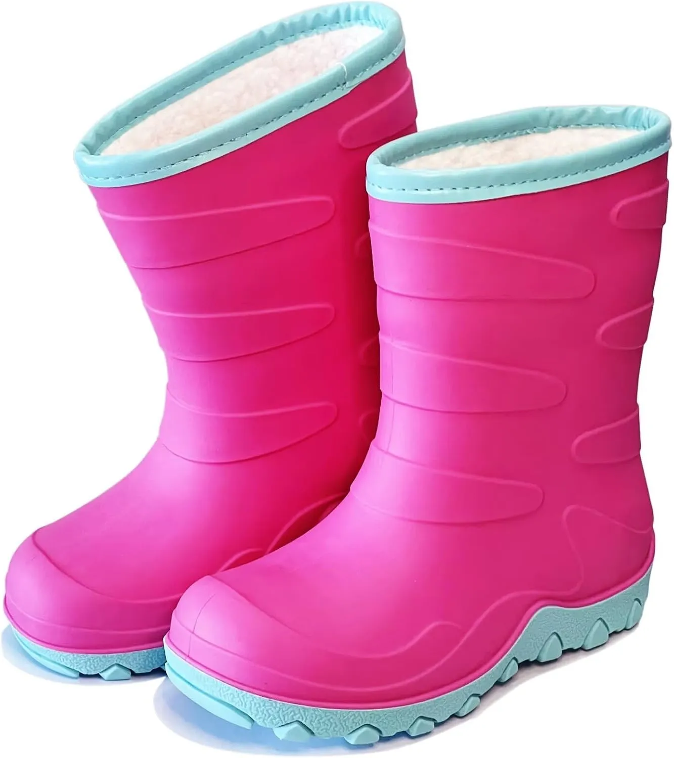Toddler Winter Rain Boots, Insulated Waterproof Kids Snow Boots Fleece Lined Cozy Insulated Boot for Boys Girls