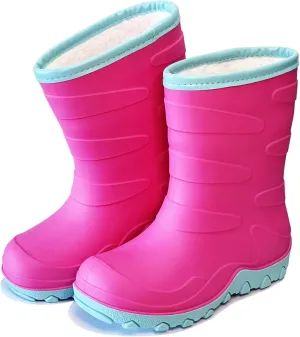 Toddler Winter Rain Boots, Insulated Waterproof Kids Snow Boots Fleece Lined Cozy Insulated Boot for Boys Girls