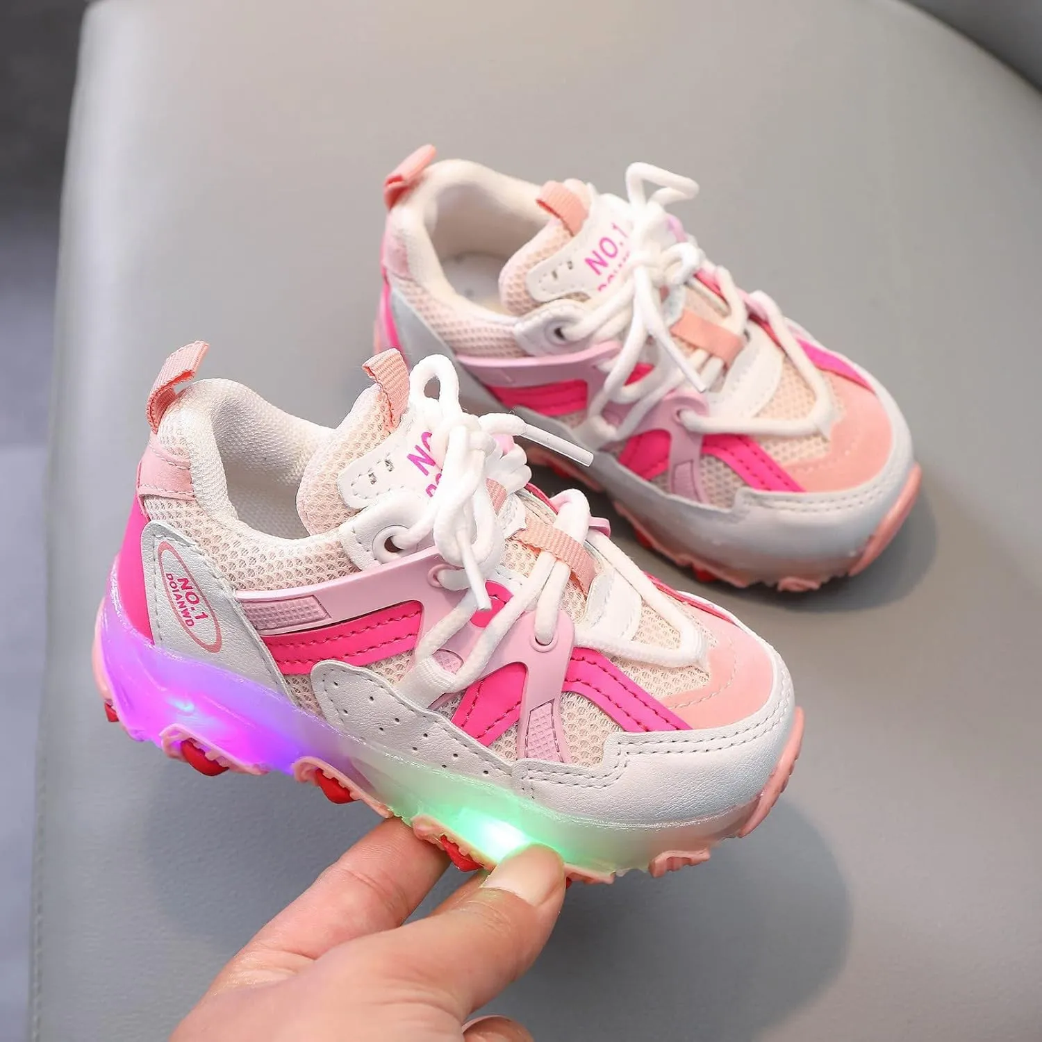 Toddler/Little Kid Sneakers for Boys Girls Light Up Cute Lightweight Breathable Sports Athletic Running Tennis Shoes