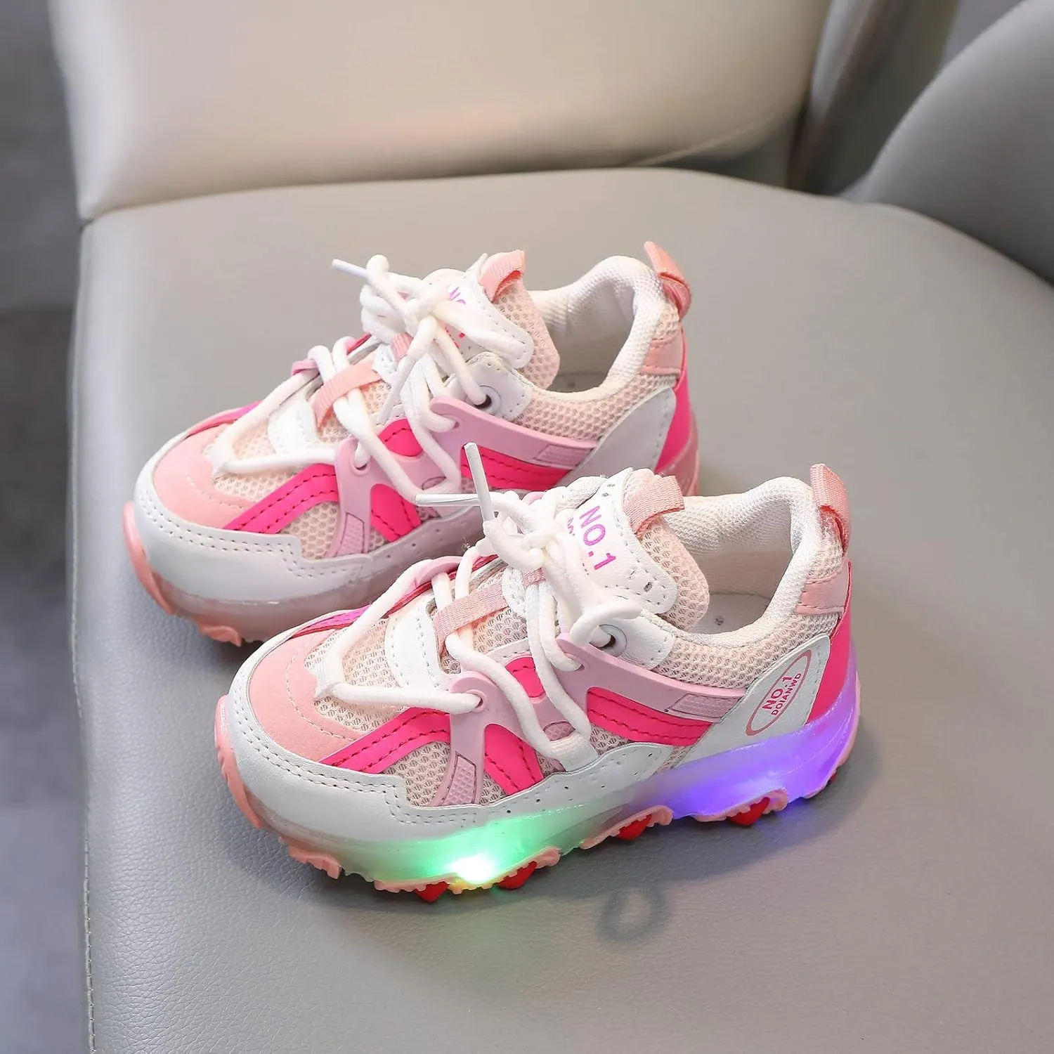 Toddler/Little Kid Sneakers for Boys Girls Light Up Cute Lightweight Breathable Sports Athletic Running Tennis Shoes