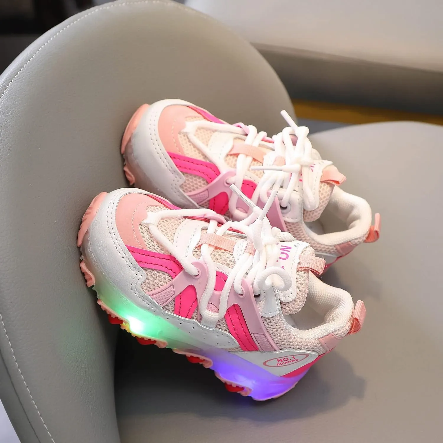 Toddler/Little Kid Sneakers for Boys Girls Light Up Cute Lightweight Breathable Sports Athletic Running Tennis Shoes