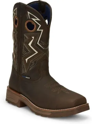 Tony Lama Force 11'' Men's Wide Square Composite Toe Waterproof Work Boot - Durable Leather, Slip-Resistant, Comfort Fit, Walnut - 7.5 EE