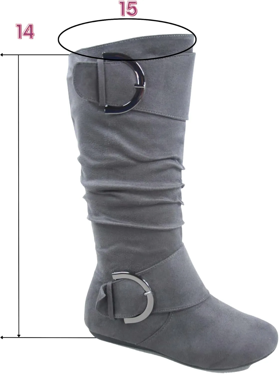TOP Moda Bank-81 Women's Fashion Round Toe Flat Heel Zipper Buckle Slouchy Mi.