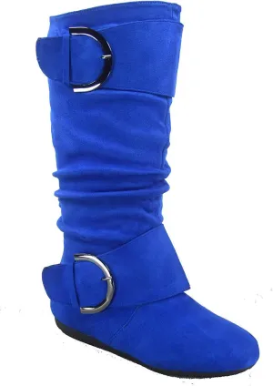 TOP Moda Bank-81 Women's Fashion Round Toe Flat Heel Zipper Buckle Slouchy Mi.