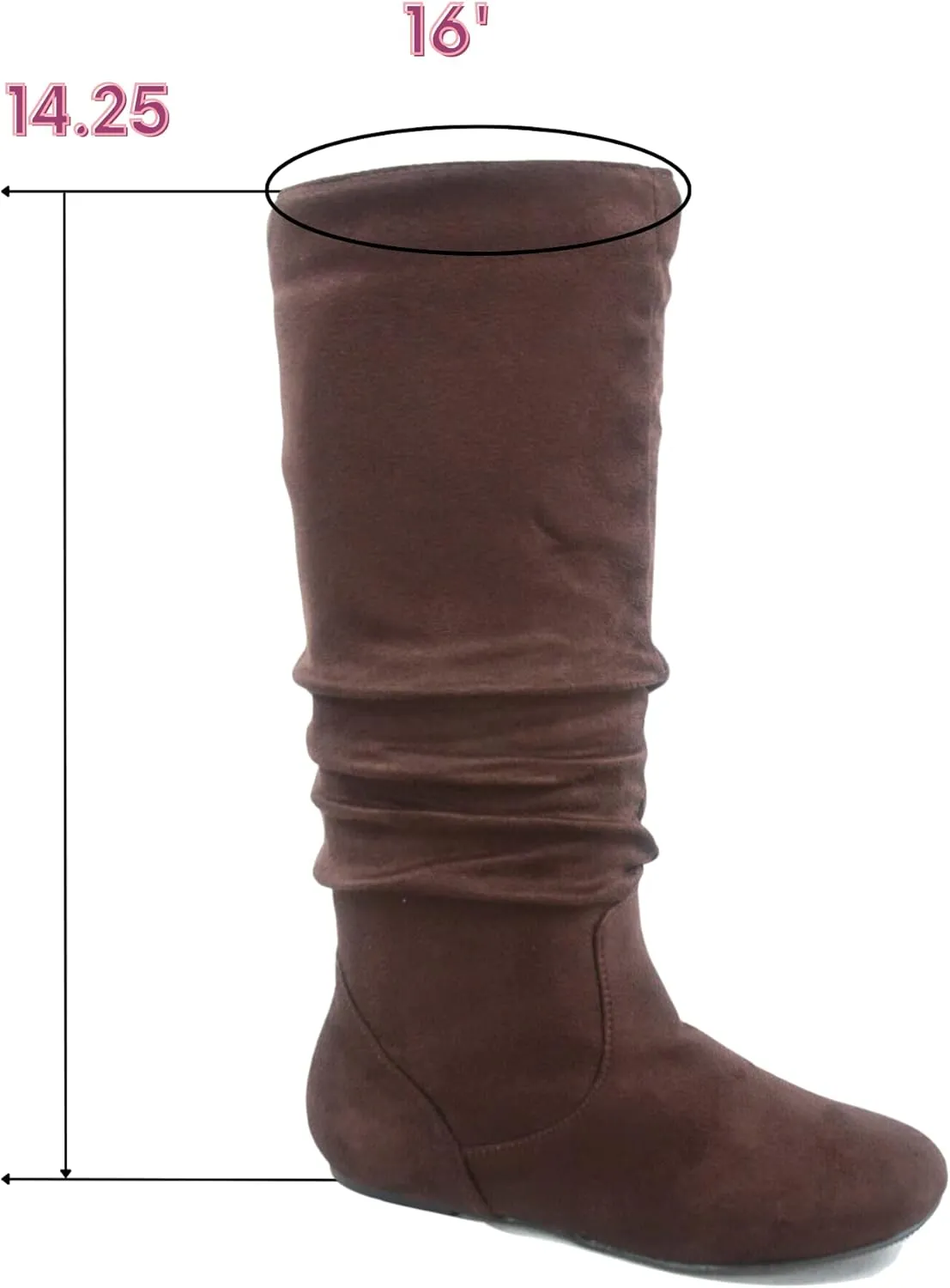 TOP Moda Data-1 Women's Shoes Cute & Comfort Round Toe Flat Heel Slouchy Mid Calf Boot
