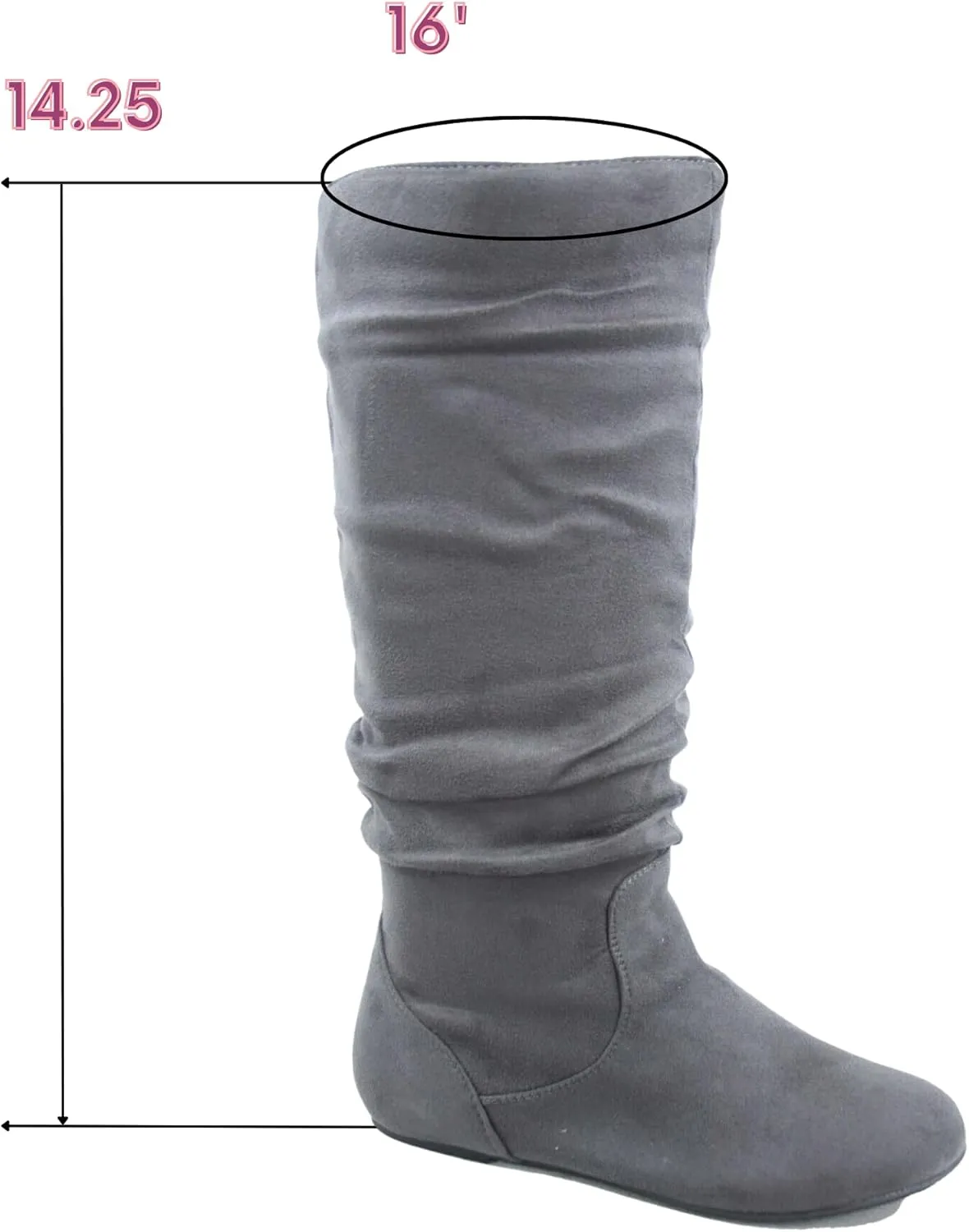 TOP Moda Data-1 Women's Shoes Cute & Comfort Round Toe Flat Heel Slouchy Mid Calf Boot