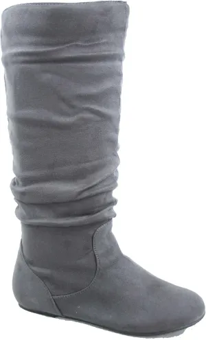 TOP Moda Data-1 Women's Shoes Cute & Comfort Round Toe Flat Heel Slouchy Mid Calf Boot