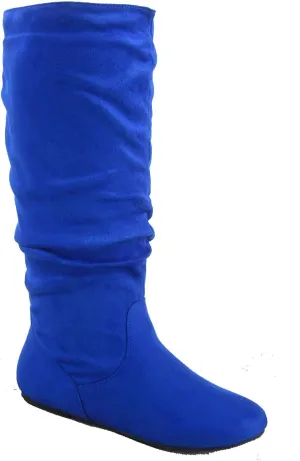 TOP Moda Data-1 Women's Shoes Cute & Comfort Round Toe Flat Heel Slouchy Mid Calf Boot