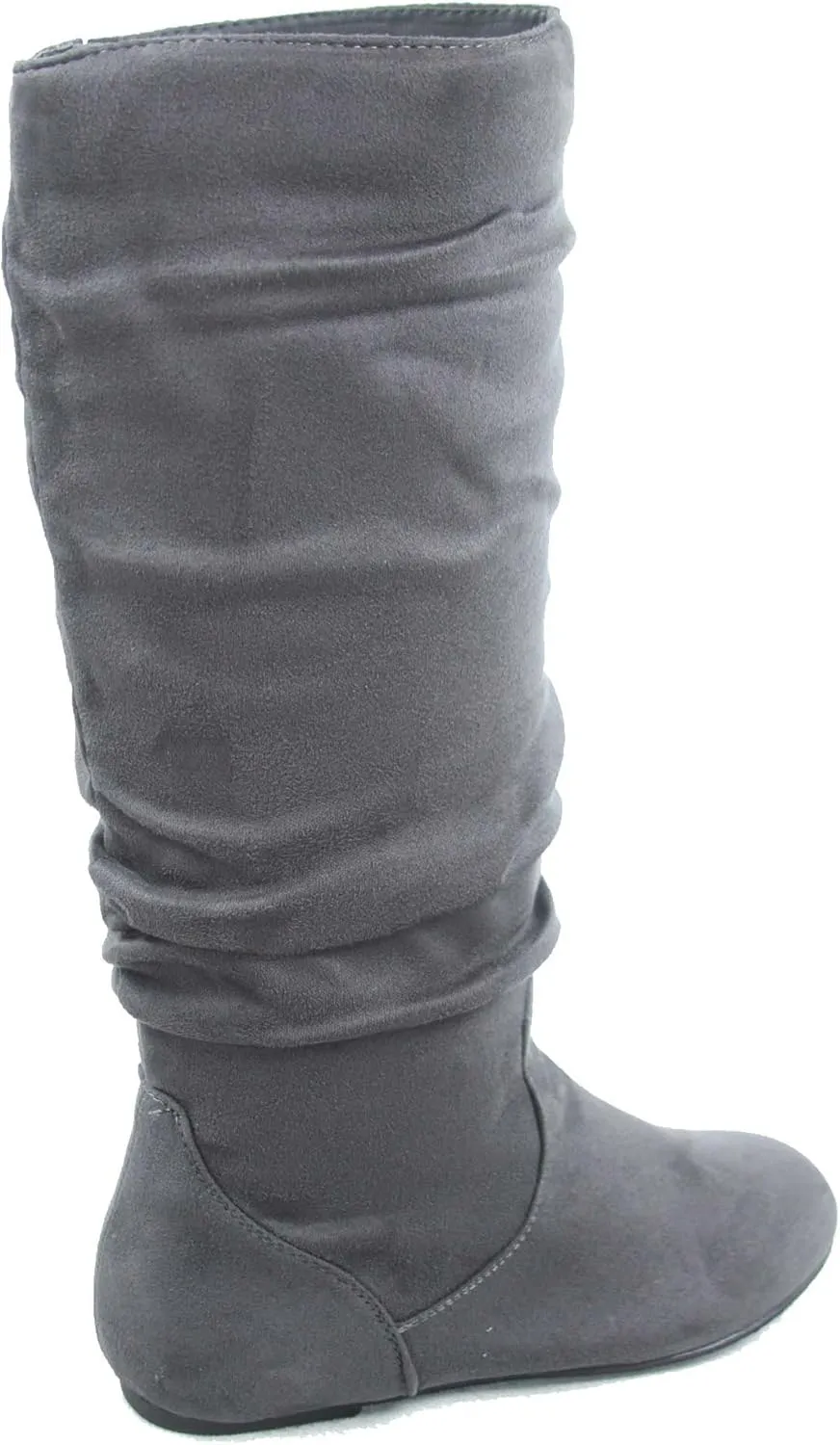 TOP Moda Data-1 Women's Shoes Cute & Comfort Round Toe Flat Heel Slouchy Mid Calf Boot