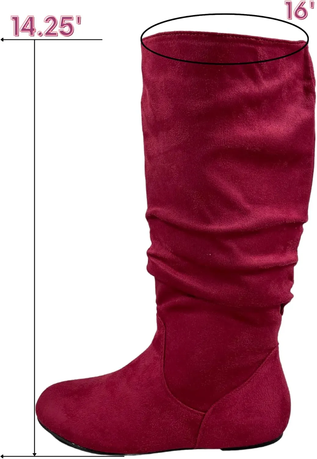 TOP Moda Data-1 Women's Shoes Cute & Comfort Round Toe Flat Heel Slouchy Mid Calf Boot